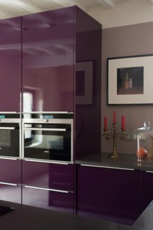 Dark glossy furniture in the kitchen