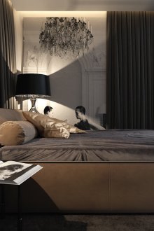 Dark interior in the bedroom