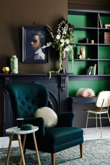 Dark interior with green walls
