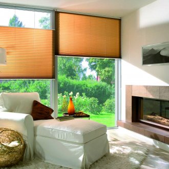 Brown rolling shutters in the living room