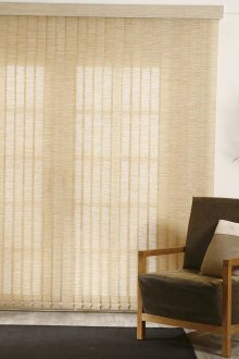 Vertical fabric blinds in an apartment
