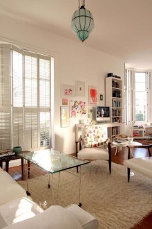 Blinds in a large living room