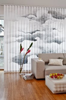 Fabric vertical blinds with a pattern