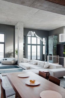 Oturma odasını ve mutfağı beton bloklarla imar etmek