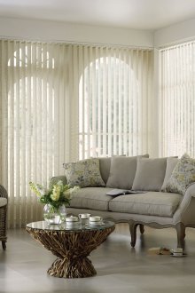 Vertical beige blinds in the living room