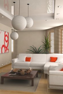 Brown blinds in the interior of the apartment