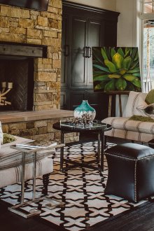 German-style living room with fireplace