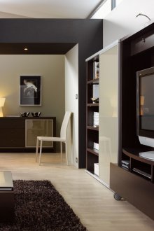 Oturma odasında wenge duvar