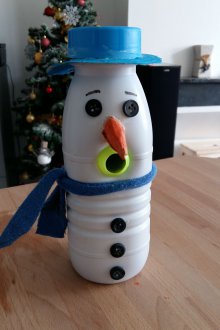 Snowman from a plastic bottle
