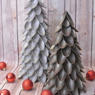 Christmas tree made of plastic spoons