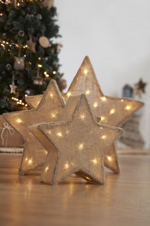 Stars made of wire and burlap