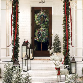 New Year's door decoration with herringbone