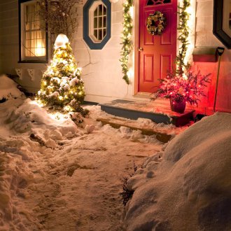 Christmas garland on the door