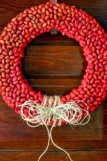 Red Christmas wreath on the door