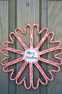 Decorating the door with candy for the new year