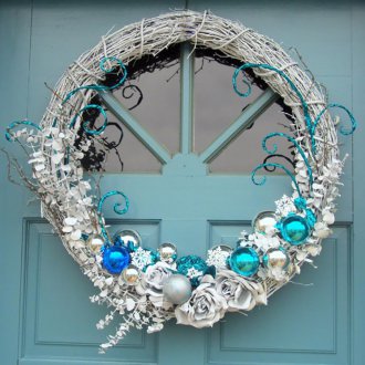 Christmas door decoration with balls