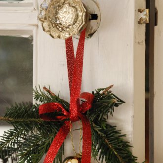 Decoration of the interior door for the new year