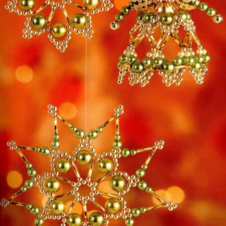 Christmas decorations from gold beads