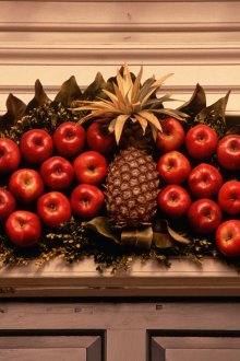 Christmas door decoration with fruits