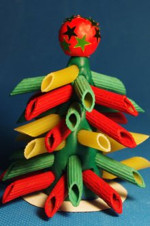 Christmas tree made of pasta