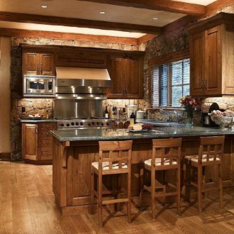 Stone in the rustic kitchen