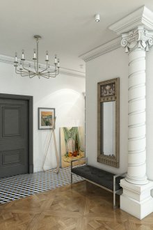 Colonna con modanature in stucco all'interno