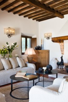 Beams on the ceiling of a country house