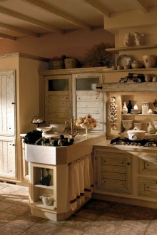 Shabby chic katı ahşap mutfak
