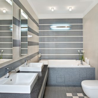Kombine banyo gri-beyaz
