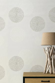 Yuvarlak desenli beyaz duvar kağıdı