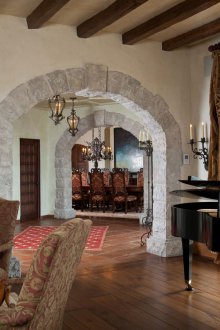 Interior arch with stone decoration
