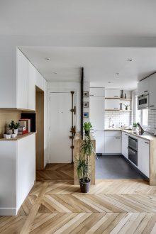 Entwurf einer kleinen Küche in einer Wohnung