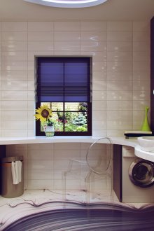 Güzel beyaz ve Lila banyo