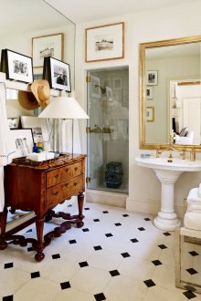 Baño pequeño ecléctico