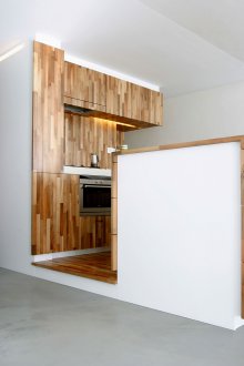 Budget repairs in a studio apartment with a tree