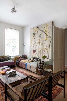 Budget repairs in a studio apartment with a picture