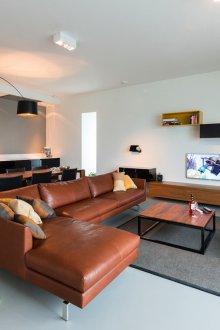Budget repairs in a studio apartment with leather furniture