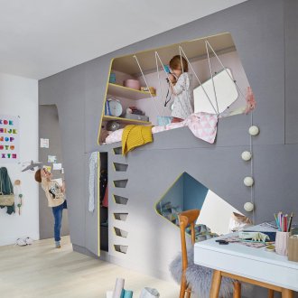 Diseño de odnushki con nichos para dos niños.