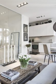 Diseño de un apartamento de una habitación y zonificación de una guardería.