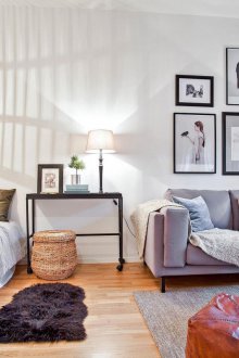 Bedroom living room in a studio apartment
