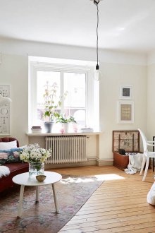 Bedroom in a studio apartment with a bed