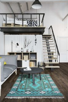 Bedroom in a studio apartment loft