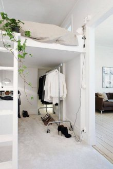 Bedroom in a one-room apartment with a superstructure