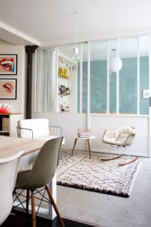 Bedroom in a one-room apartment with mobile partitions