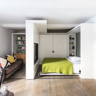 Bedroom in a studio apartment redevelopment