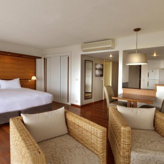 Bedroom in a studio apartment