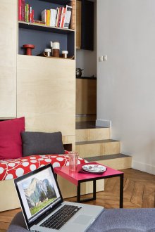 Bedroom in a studio apartment with a pull-out bed