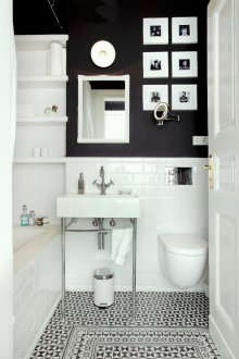 Tek renkli küçük bir banyo için tasarım fikirleri