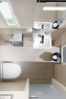 Küçük bir banyo tasarım fikirleri ve düzeni