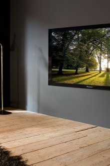 Fernseher im skandinavischen Stil im Wohnzimmer